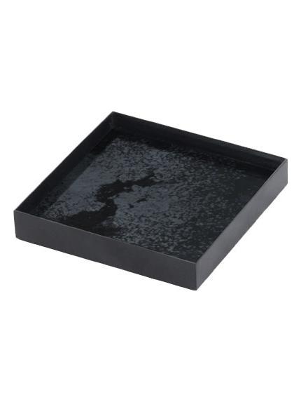 Charcoal Mirror Valet Tray - Black Metal Rim - S