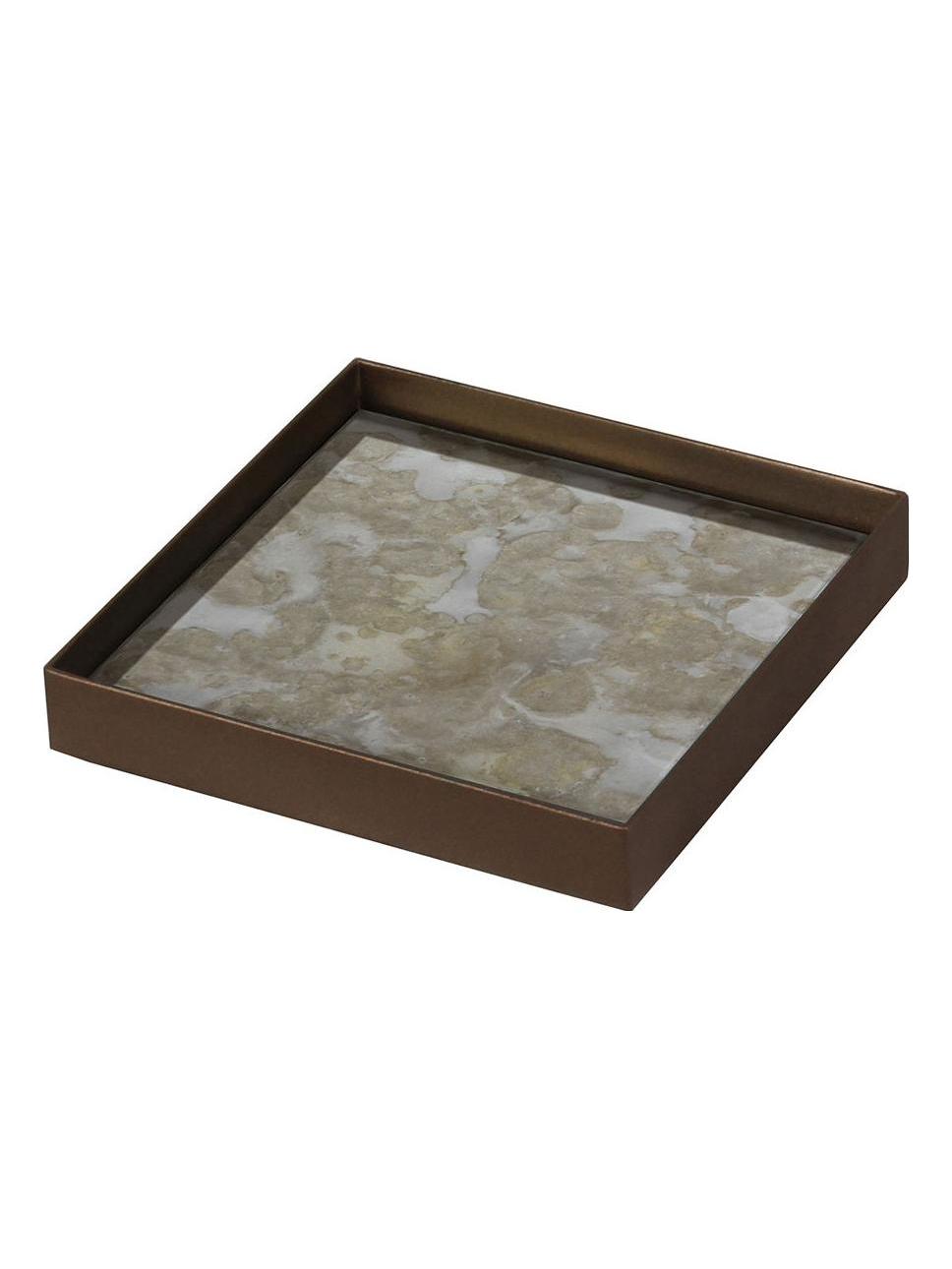 Fossil Organic Glass Valet Tray - Metal Rim - S
