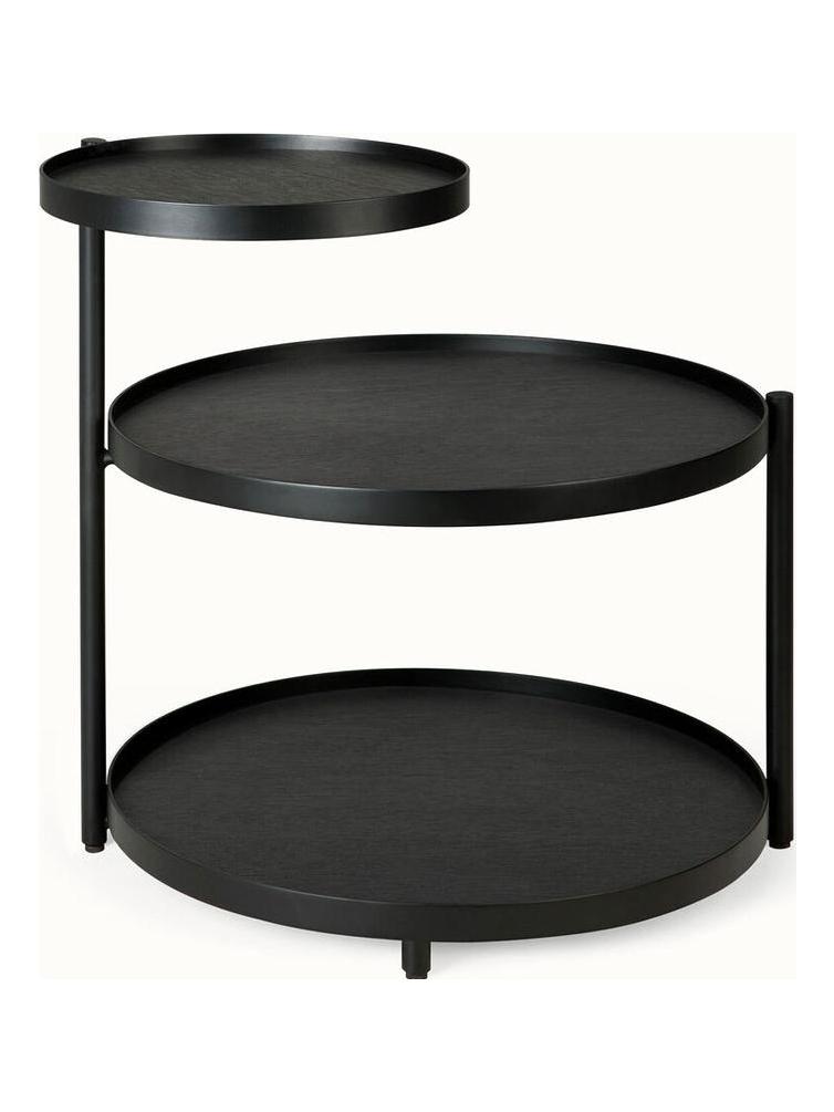 Swivel Side Table - Black Varnished Wood / Round S