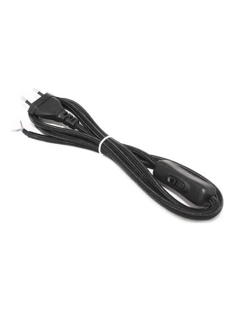 Bipolar Cable 200 cm 250V 2A Plug with Switch Black