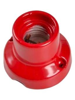 E27 Vintage Lampholder Porcelain Straight Base Red Wall or Ceiling