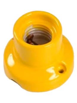 E27 Vintage Lampholder Porcelain Straight Base Yellow Wall or Ceiling