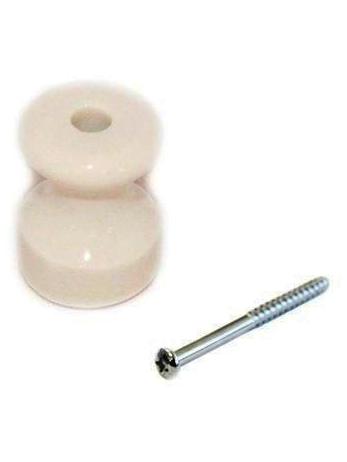 Porcelain Isolator with screw White 22 x 16 mm