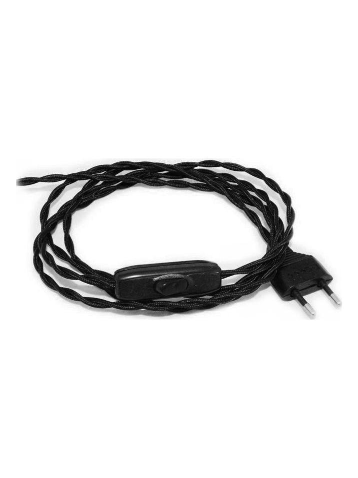 Twisted Cable 200 cm 250V 2A Plug with Switch Black
