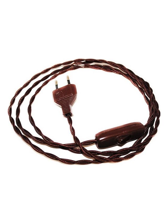 Twisted Cable 200 cm 250V 2A Plug with Switch Brown