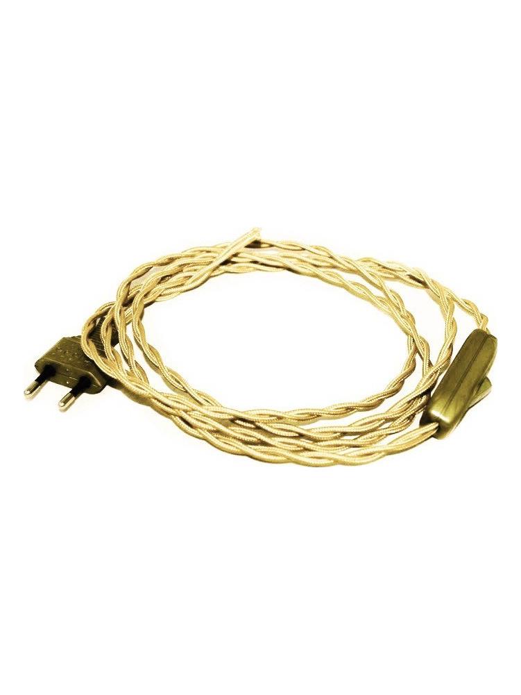 Twisted Cable 200 cm 250V 2A Plug with Switch Gold