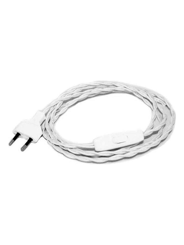 Twisted Cable 200 cm 250V 2A Plug with Switch White