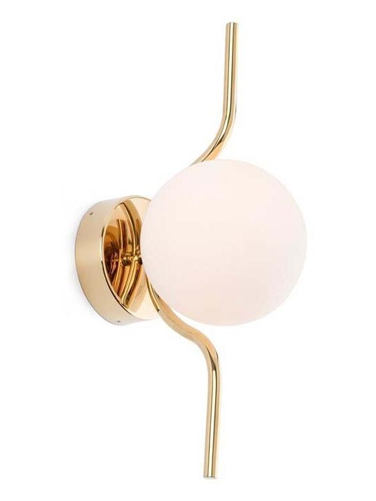 Faro LE VITA Wall Lamp Gold In Aluminum and Opal Crystal Diffuser