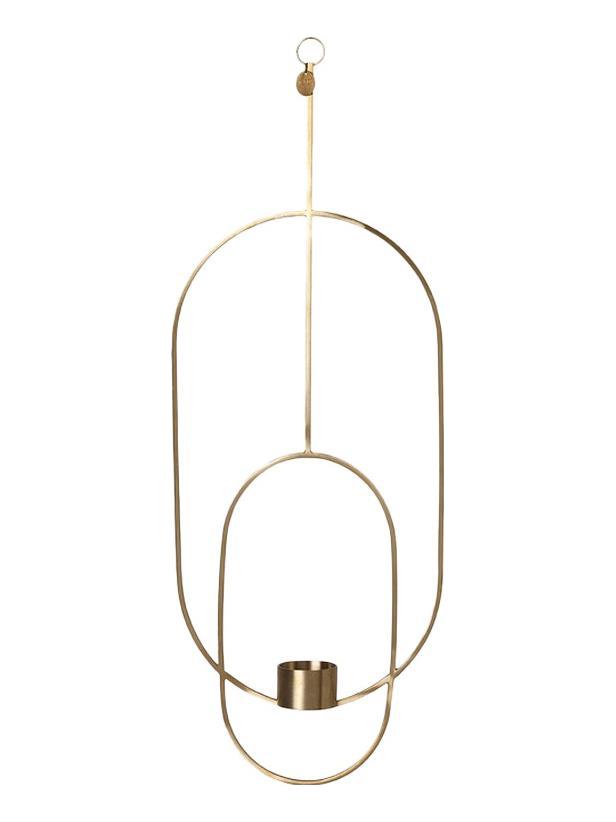 Hanging Tealight Deco Oval - Brass