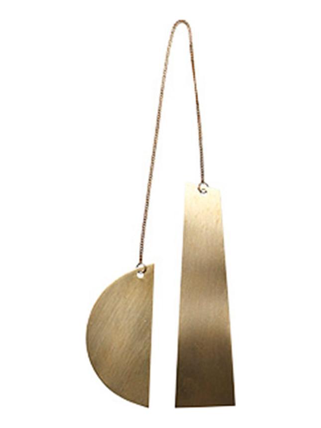 Twin Half Moon Brass Ornament