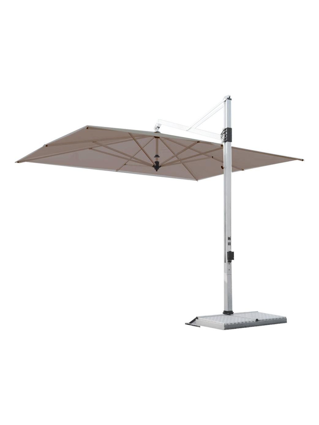 Rodi Sunshade 300x400 / Sunbrella Acrylic Fabric Taupe 3729 / White Structure / White Base plate Alu 1 
