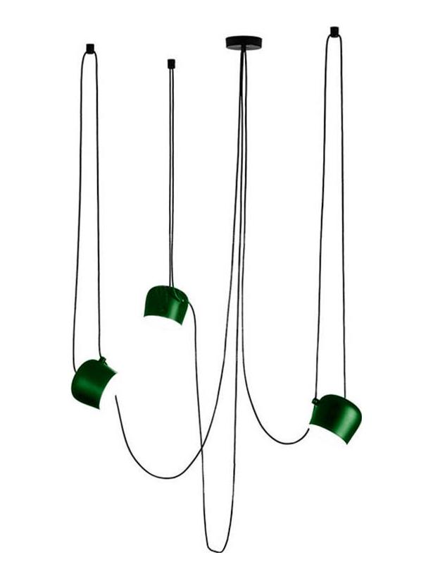 AIM Small x 3 light points led suspension lamp green