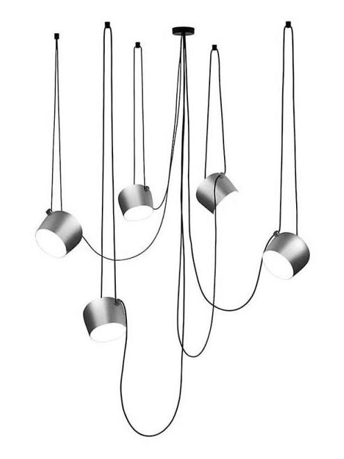 AIM x 5 LED Suspension Pendant Lamp Anodized Light Silver