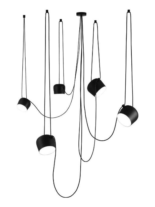 AIM x 5 LED Suspension Pendant Lamp Black