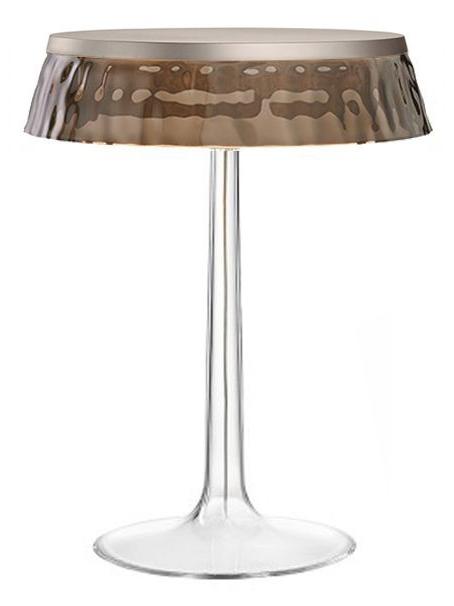Bon Jour LED Table Lamp Dimmable Top Matt Chrome And Fume Crown