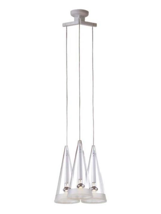 Fucsia 3 triple Pendant Suspension Lamp in Glass