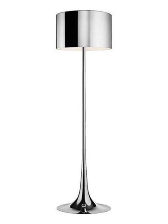 Spun Light F Floor Lamp Shiny Chrome Aluminum Dimmer