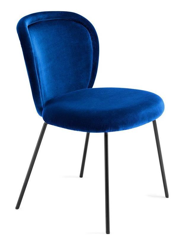Ona Side Chair steel frame matt deep black , fabric Avalon 0046