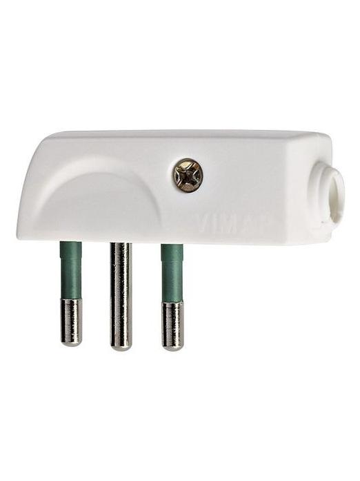 2P+T Plug 10A 250V SPA11 90° Flat Standard Italian White