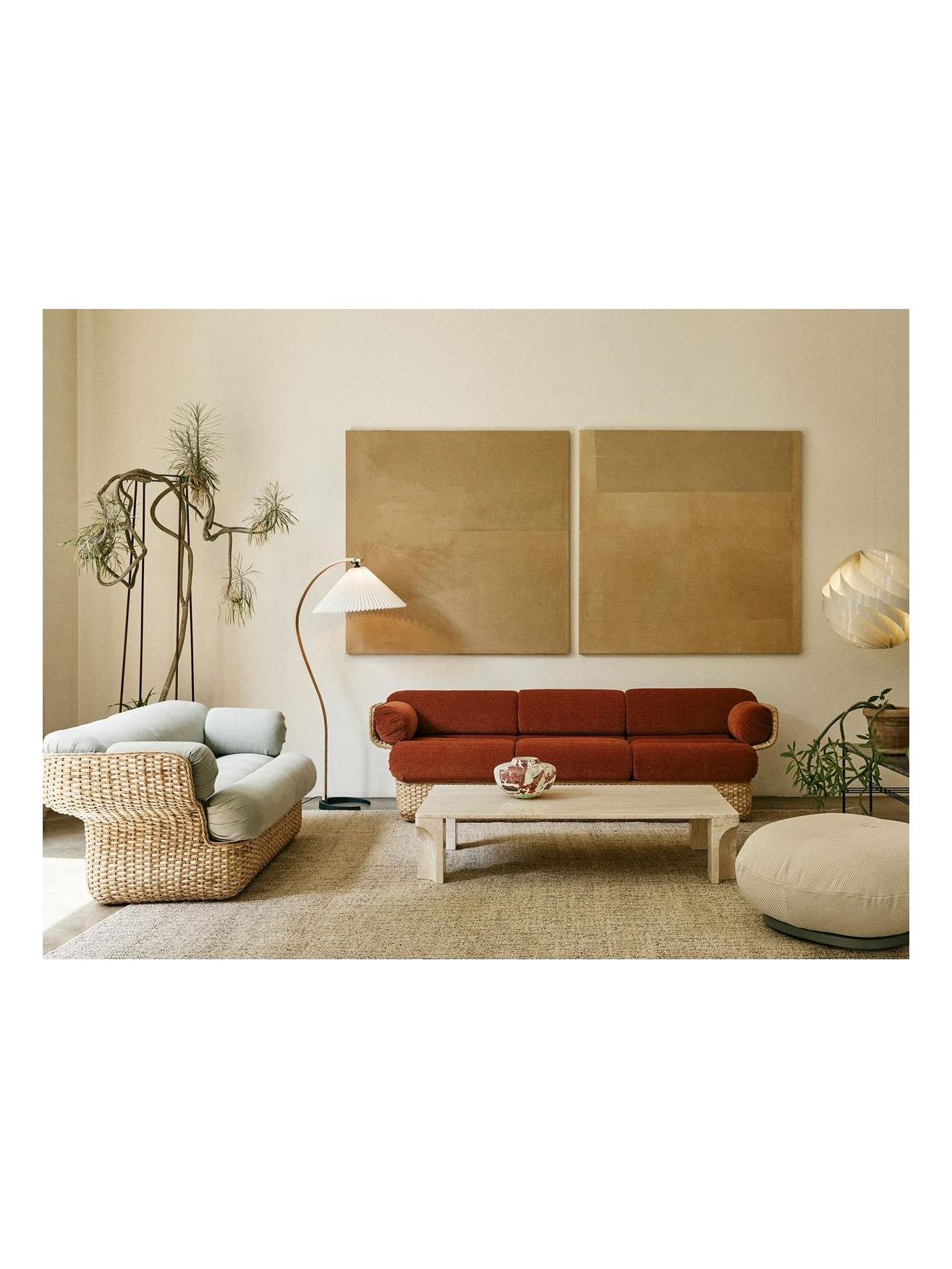 Basket Sofa - Fully Upholstered, 3-seater Base Finish: Rattan Upholstered with: Belsuede Special FR, Dedar (133, Standard)