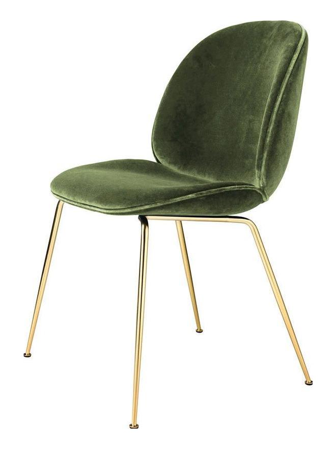 Beetle Dining Chair - Velvet Dusty Green 110 / Brass Semi Matt