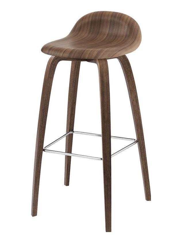 Gubi 3D Bar Stool - Wood Shell - H. 75