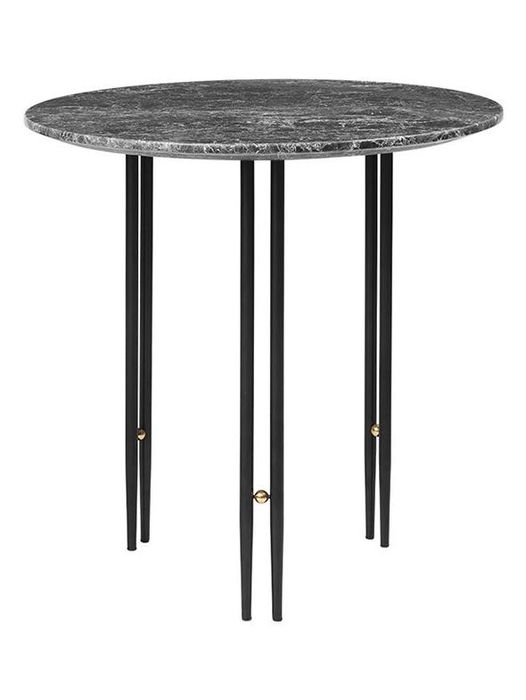 IOI Side Table Ø50x50 - Black Semi Matt Base / Grey Emperador Marble Top 