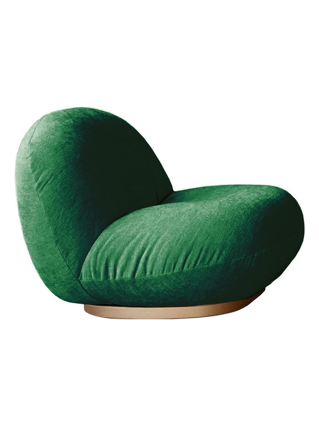 Pacha Lounge Chair Returning Swivel - Pearl Gold / Velvet Dark Green 787