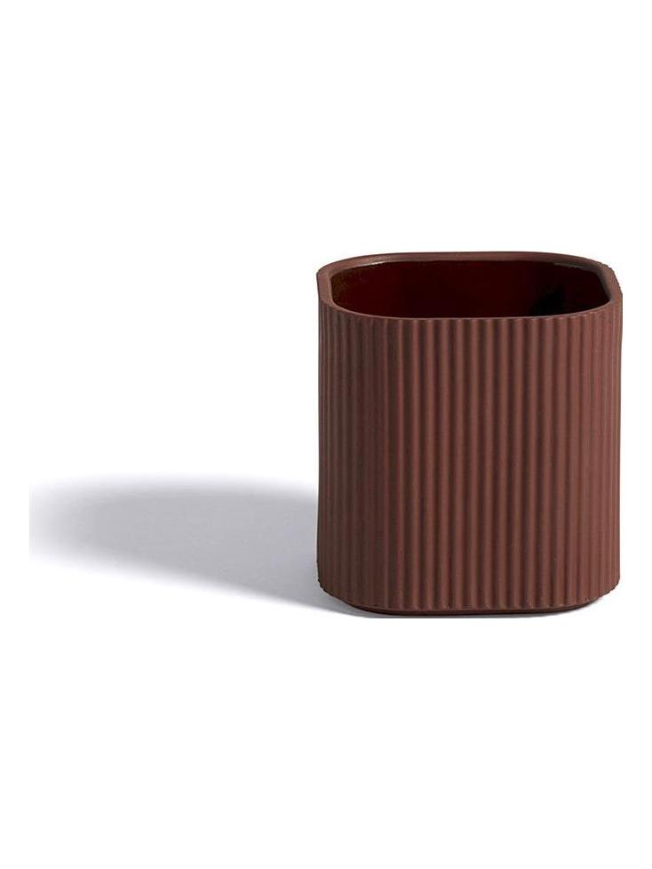 Facade Vase - Dark Terracotta - L. 11 cm - P. 11 cm - H. 11 cm