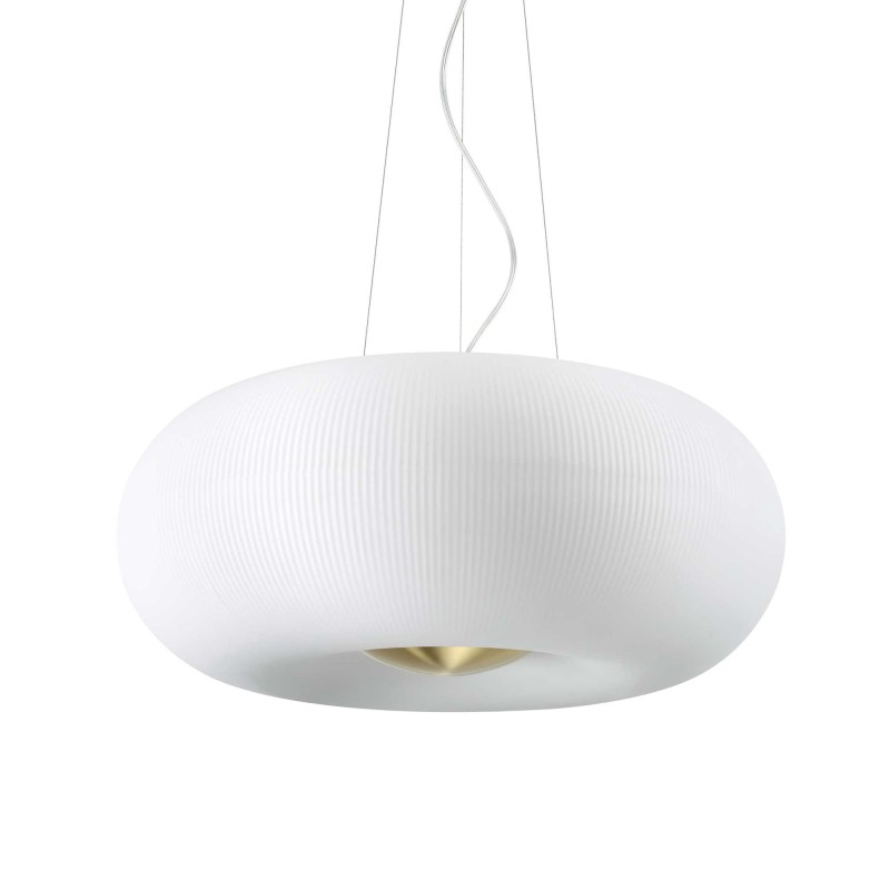 Ideal Lux Arizona Glass Suspension LED Lamp with Brass Details