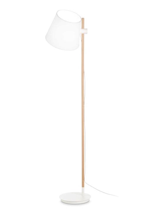 Ideal Lux Axel Floor Lamp in Wood with Adjustable Lampshade