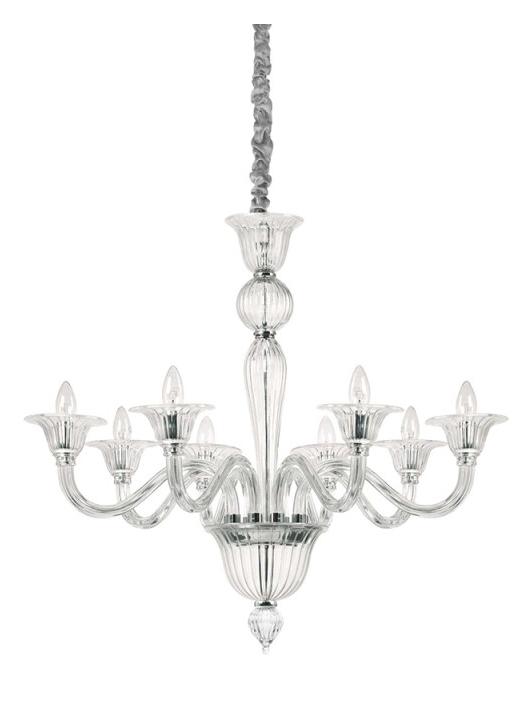 Ideal Lux Brigitta sp8 suspension lamp in blown glass