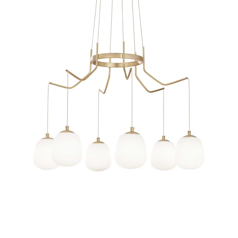 Ideal Lux Karousel LED Suspension Lamp in Metal and Blown Glass