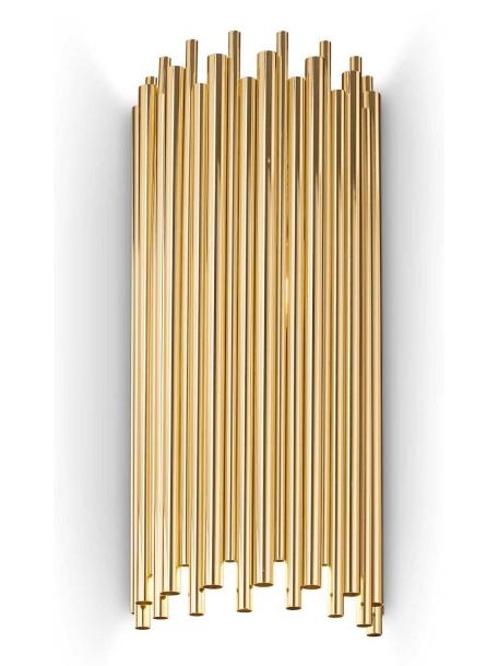 Ideal Lux Pan Elegant Wall Lamp with Golden Metallic Tubes