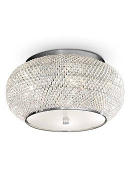 Ideal Lux Pasha chrome ceiling lamp with crystals