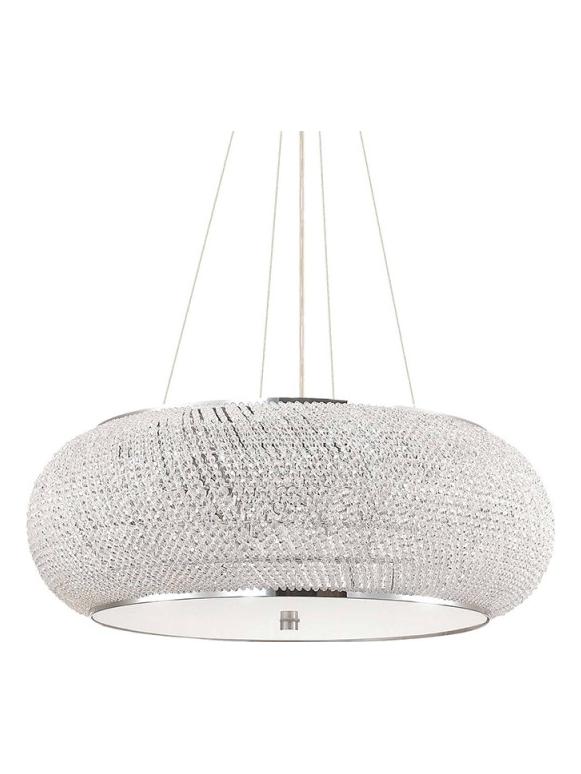 Ideal Lux Pasha chrome suspension lamp with crystals