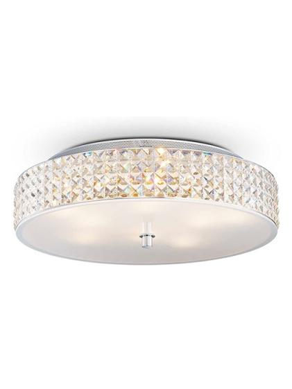 Ideal Lux Roma chrome ceiling lamp with crystals