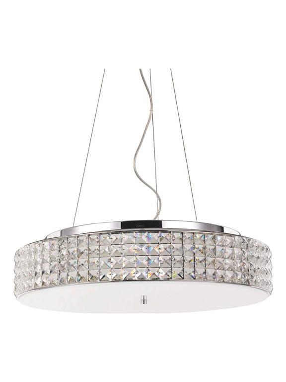 Ideal Lux Roma chrome suspension lamp with crystals