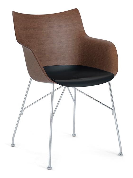 Q/Wood Armchair - Dark Wood/Black/Chrome