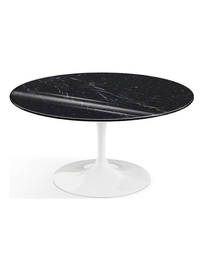 Saarinen Coffee Table Ø 91 - Shiny Nero Marquina Marble / White Rilsan