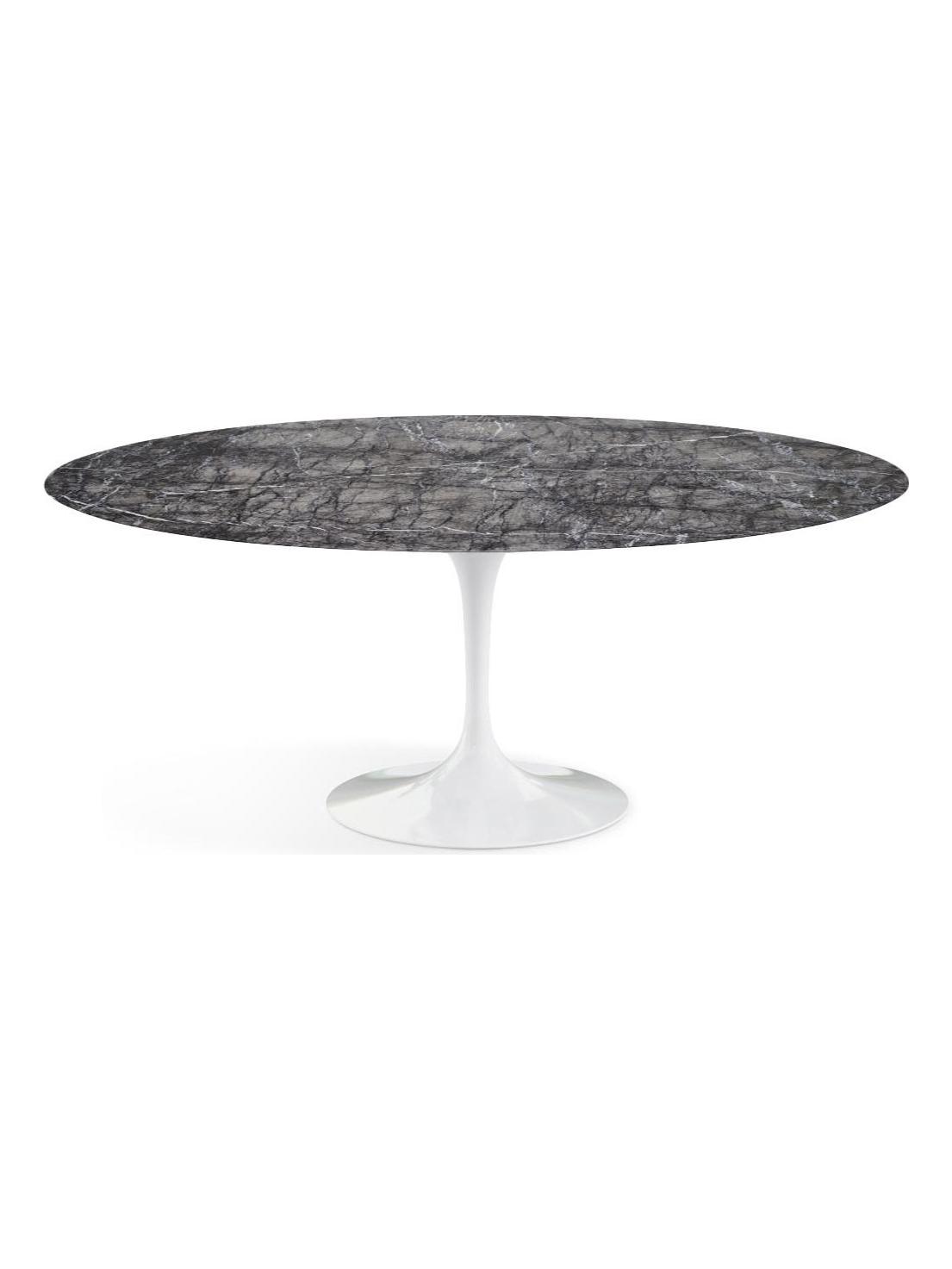 Saarinen Oval Table - Shiny Grigio Carnico Marble / White Rilsan