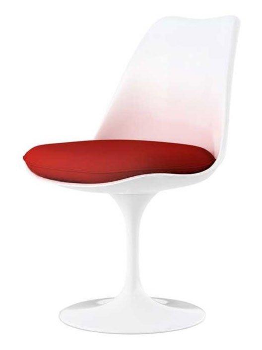 Tulip Chair White with cushion - Tonus 3_130 Red