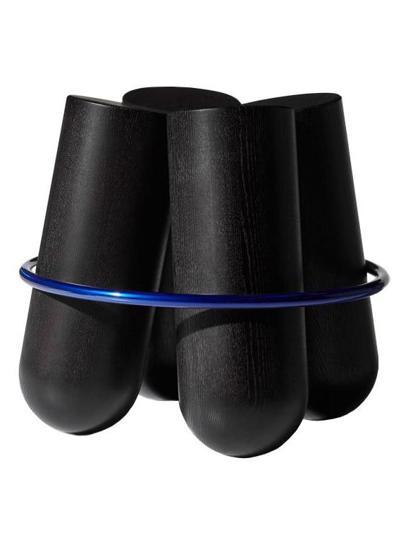 Bolt Stool - Black Stained Ash / Laser Blue Ring