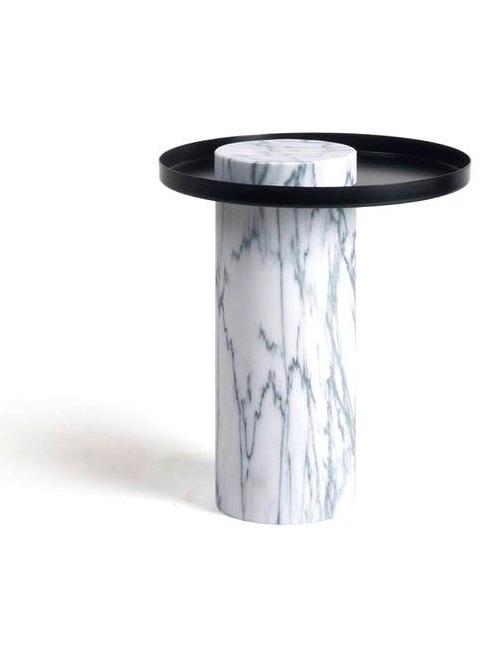 Salute Side Table Medium - White Marble / Black Tray