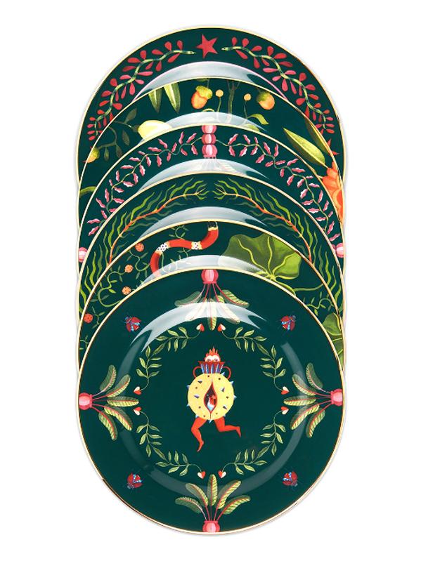 Flora & Fauna Dessert Plate - Set of 6