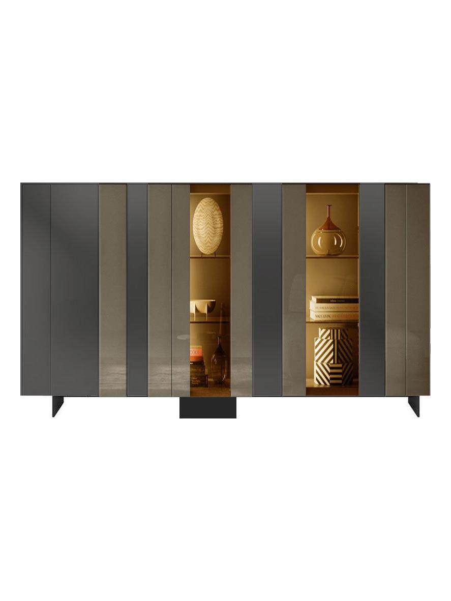 N.O.W. Sideboard NS2009 - Polished Glass Graphite, Havana