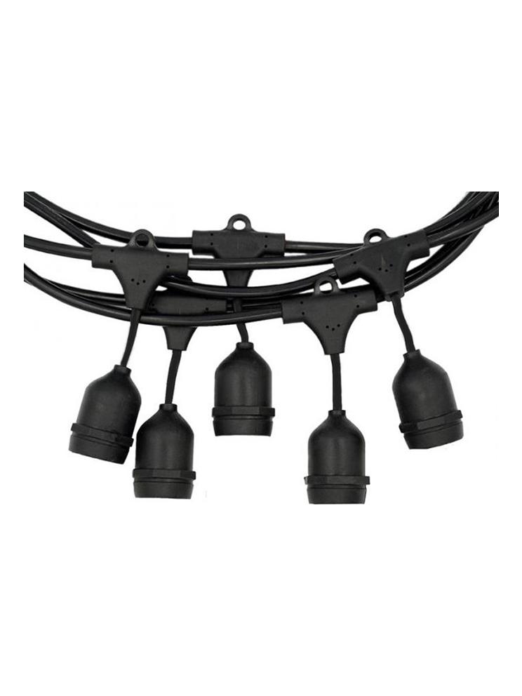 black String Lights 10 Lamp holder E27 10m Outdoor