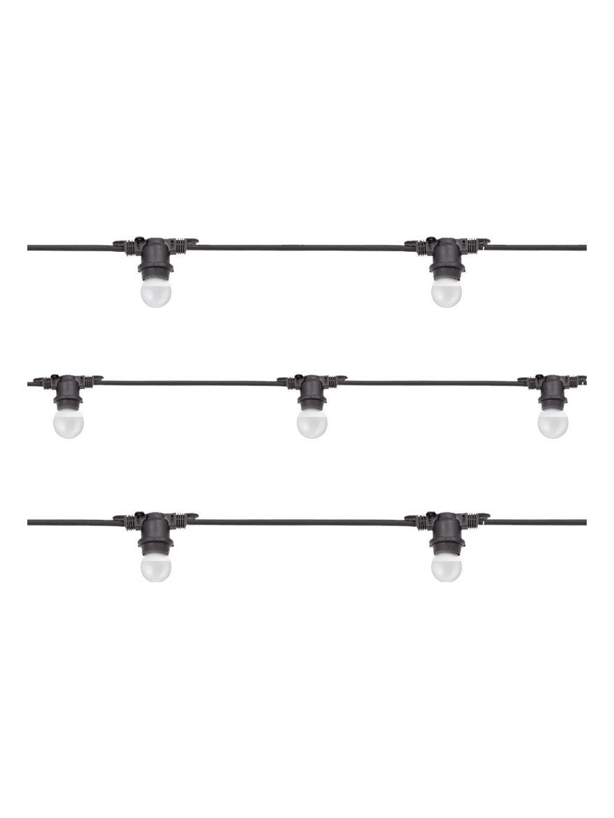 Black String Lights 11 opal LED bulbs E27 12.5m for Outdoor