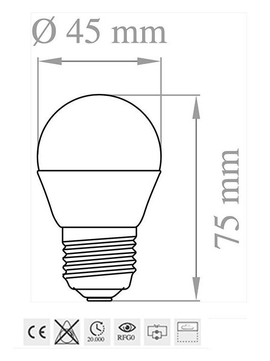 Lampo Bulb Mini Sphere LED E27 8W 230V Compact Ball Opal