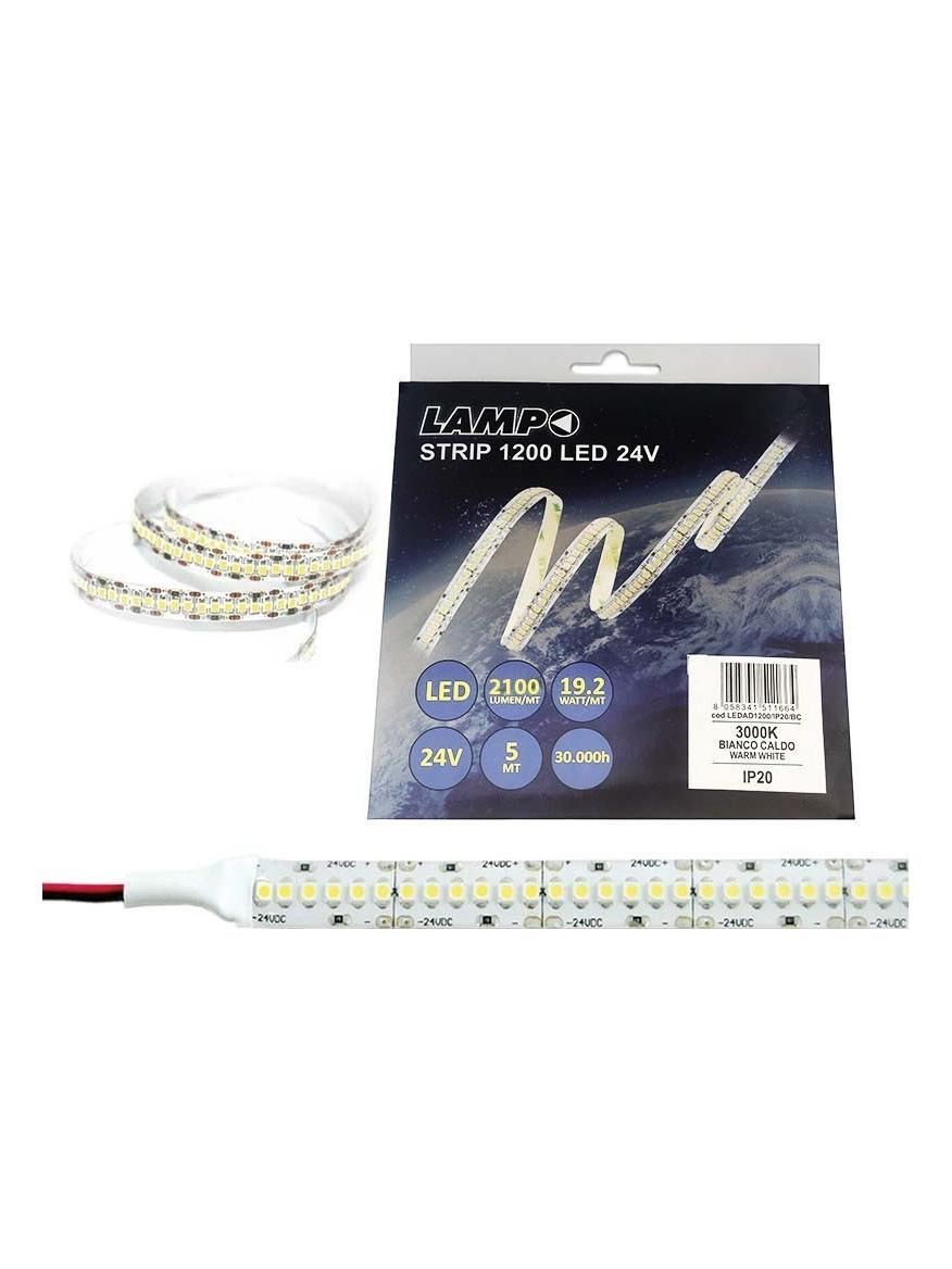 Lampo Strip LED 3528 240led/m 24V 19.2W/mt Reel 5M 80W